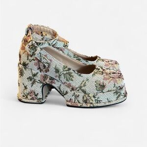 Elegant Floral Platform Mary Janes